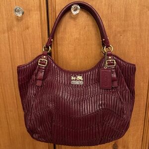 Coach 18603 Madison Gathered Leather Abigail Shoulder Bordeaux MSRP $898 Rare